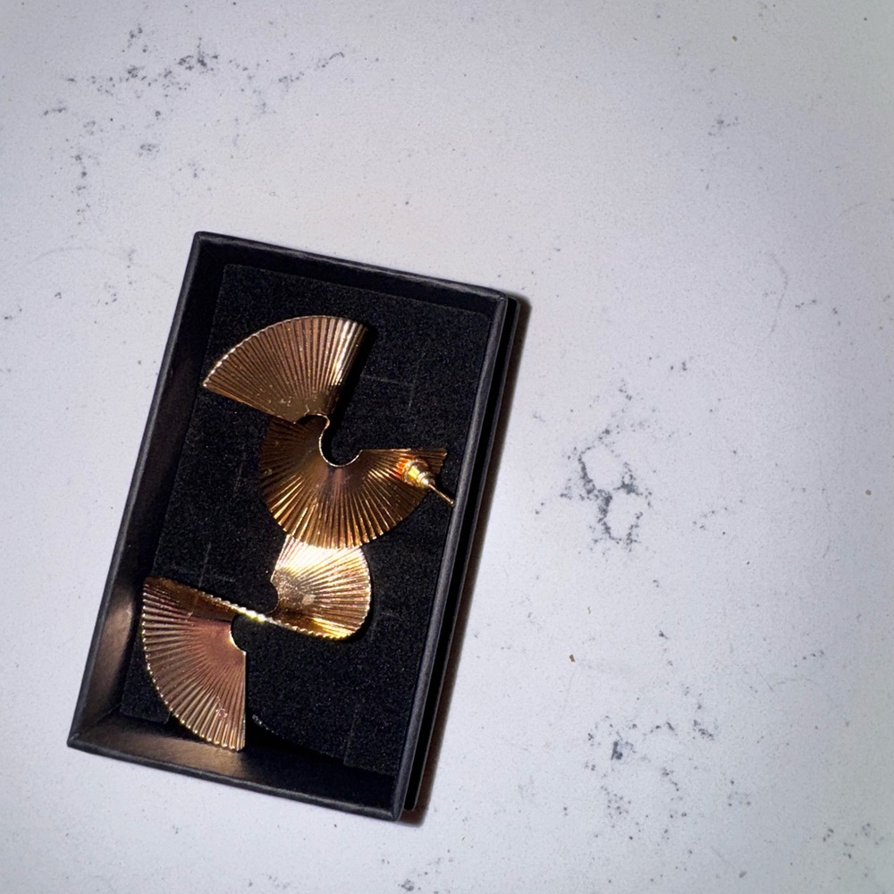 Gold Fan-Shaped Earrings